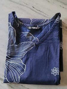 Stylish Blue Kurta with White Floral Print