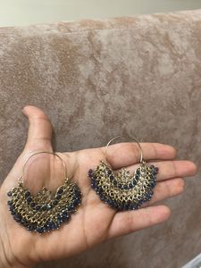 Exquisite Blue Stone Hoop Earrings