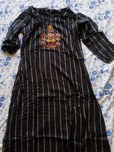Striped Embroidered Kurti