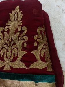 Maroon Saree with Gold Embellishments