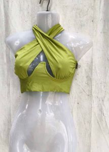 I. Green Halter Neck Crop Top