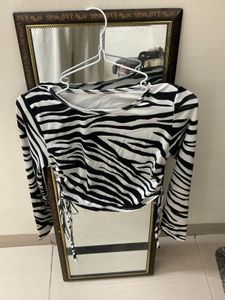 Trendy Zebra Print Long Sleeve Top