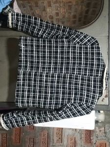 Chic Black &amp; White Plaid Blazer