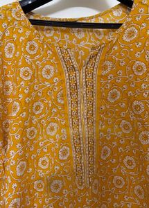 Yellow Printed Kurta