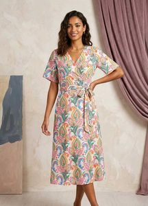 Boho Paisley Wrap Midi Dress