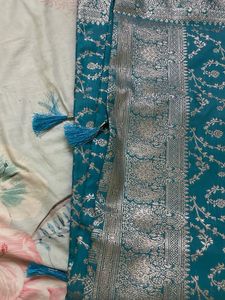 Teal Banarasi Silk Saree