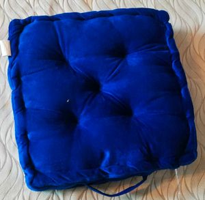 Vibrant Blue Velvet Tufted Floor Pillow