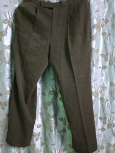 Olive Green Pleated Trousers