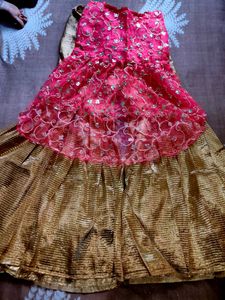 Pink &amp; Gold Embellished Party Top