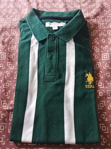 US Polo Association Green Striped Shirt - Size