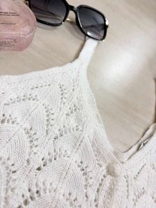 White Crochet Button-Up Cami