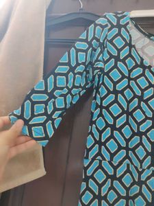 Blue Geometric Print Dress