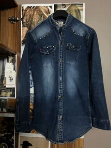 Stylish Denim Shirt with Embellishments
