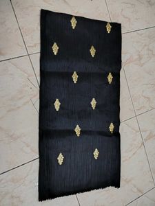 Elegant Black Embroidered Dress Material 1m