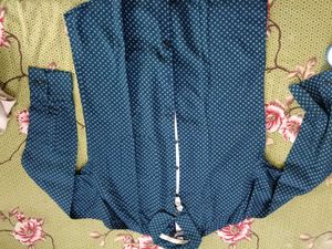 Men's Blue Printed Full Sleeve Shirt in L size ⁹