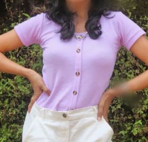 Cute Lavender Button-Down Tee