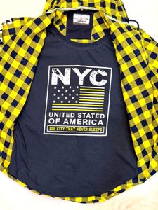 boys new looking Yellow Hooded Shirt