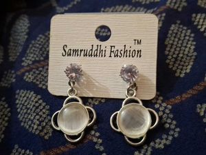 Silver Oxidised Mirror Drop Earrings ✨ | Free Size