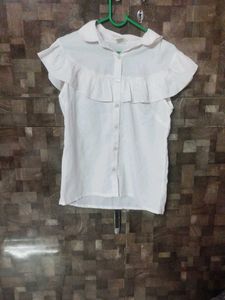 Classic White Ruffle Blouse