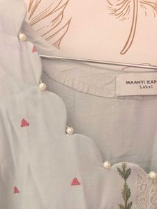 Beautifully Embroidered Light Blue Kurta