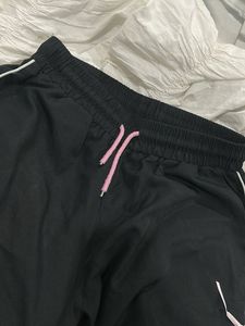 pink bow wide leg track pants