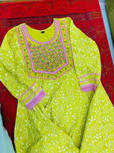 Yellow Floral Kurta Set with Dupatta