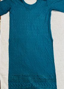 Teal Textured Kurta