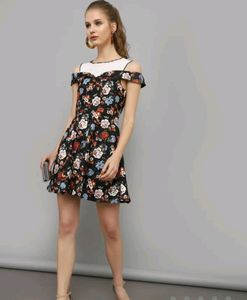 Fun And Flowers Black Skater Dress
