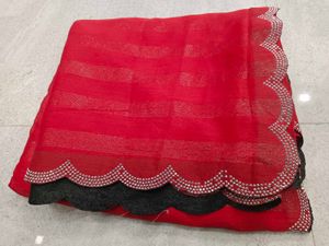 Red Embellished Saree