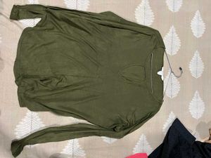 Olive Green Keyhole Neck Top
