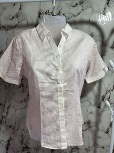 Pink Striped Button-Up Blouse