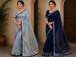 Elegant Blue & Grey Sarees combo set 2