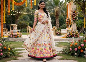 Elegant Black Floral Embroidered Lehenga