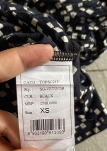 New Remanika Black Printed Lenzing Modal Top–XS