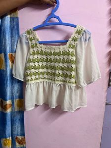 Chic Crochet &amp; Sheer Sleeve Top