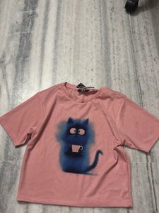 Cute Blue Cat Graphic T-Shirt