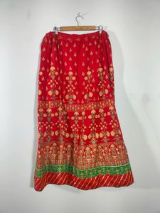 Red Print Skirt And Kurta Sets (Women's)