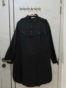 Black Cotton Men's Kurta