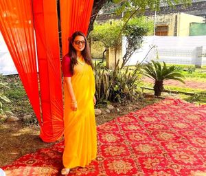yellow pure chiffon saree