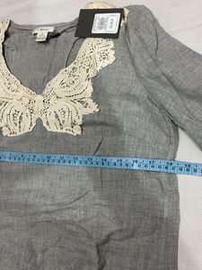 Gray Lace Neck Dress