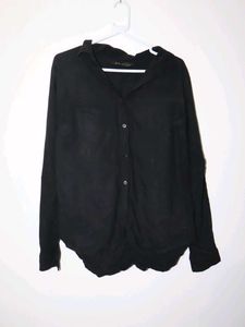 Black Casual button-up shirt