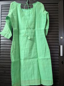 Green Chanderi Kurta With Dupatta