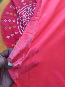 Elegant Coral Saree with Ruffle Detail