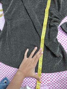 Shimmery Black Wrap Top