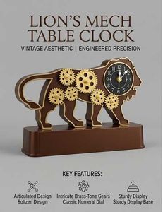 Lions Mechanical Table Clock