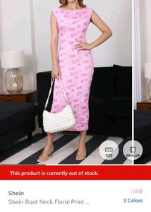 Shein Pink Floral Boat Neck Dress