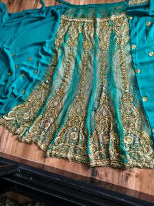 handwork lehanga saree