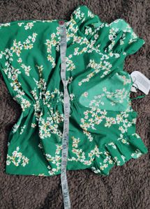 Green Floral Print Top