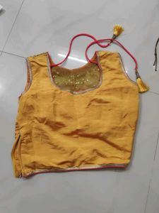 Embellished Yellow Silk Blouse