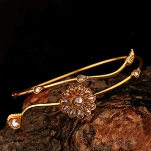 Gold-plated Brass Armlet with Kundan